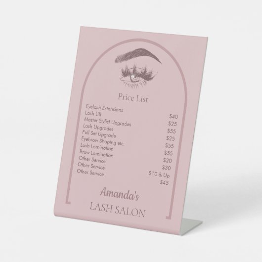 Roze Elegante Boog Schoonheidssalon QR Code Reclamebord Met Voetstuk (Voorkant)