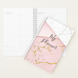 Roze, elegante bouwplaatje voor marmer planner