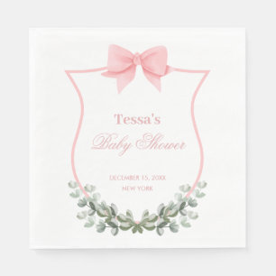 Roze Elegante Bow Eucalyptus Crest Baby shower Servet