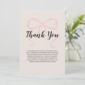 Roze elegante coquette boog Dank u Bedankkaart (Staand voorkant)