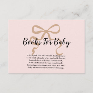 Roze elegante coquette strik Boeken voor Baby Informatiekaartje