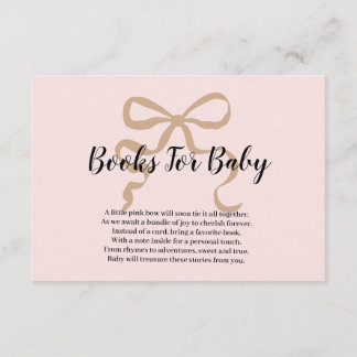 Roze elegante coquette strik Boeken voor Baby Informatiekaartje