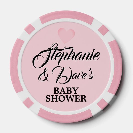 Roze Elegante Fancy Tiffany Baby shower Keepsake Poker Chips (Achterkant)