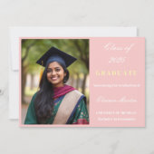 Roze Elegante Foto Uitnodiging (Voorkant)