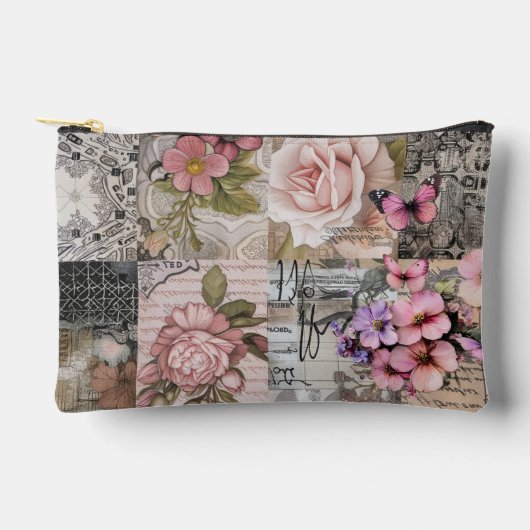 Roze Elegante Girly Floral Abstracte Collage Etui (Voorkant)