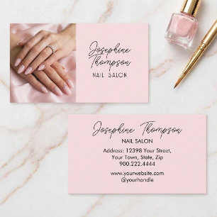 Roze Elegante Glam Nagelsalon Branding Visitekaartje