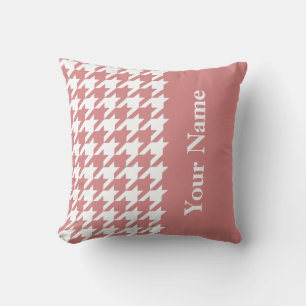 Roze Elegante Houndstooth met naam Kussen