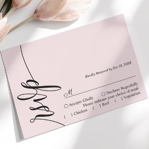 Roze Elegante Kalligrafie Huwelijks RSVP Kaart