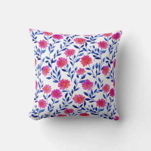 Roze Elegante Lente Bloemen Aquarel Kussen