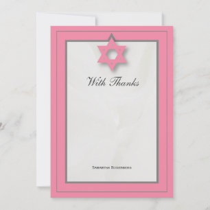 Roze Elegante Stof Bat Mitswa Bedankt Opmerking