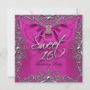 Roze Elegante Sweet Sixteen Sweet 16 Feest Kaart