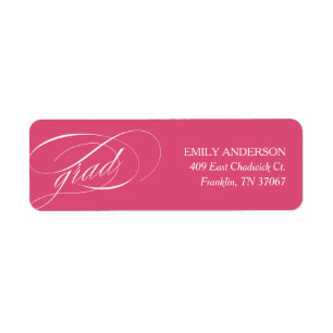Roze Elegante Trendy Kalligrafie Afstuderen Adres Etiket