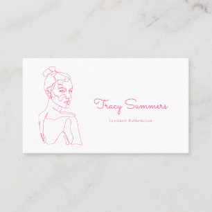 Roze elegante Vrouw Line Drawing Beauty Visitekaartje