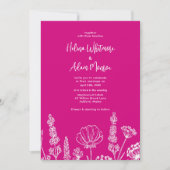 Roze | Elegante Wildflowers bruiloft Kaart (Voorkant)