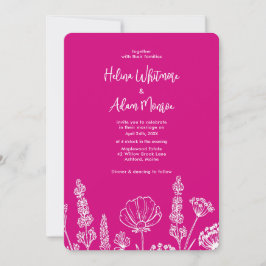 Roze | Elegante Wildflowers bruiloft Kaart