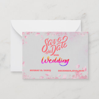 Roze Elegantie: Een Winter Wonderland Save the Dat Notitiekaartje