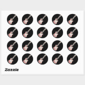 roze elektrische gitaar ronde sticker (Vel)