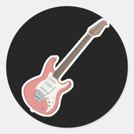 roze elektrische gitaar ronde sticker (Voorkant)