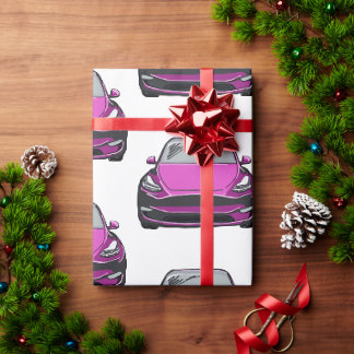 Roze Elektrische Voertuig SUV Auto Witte Achtergro Cadeaupapier