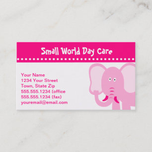 Roze Elephant Day Care Visitekaartjes