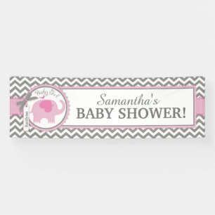 Roze Elephant Girl Chevron Baby shower Spandoek