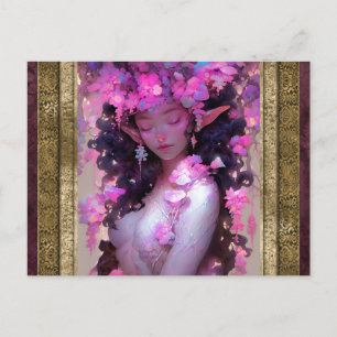 Roze Elf Meisje Fantasy Kunst Briefkaart
