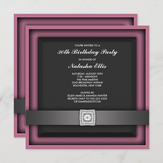 Roze Elk nummer Verjaardagsfeest Uitnodiging Sjabl (Voorkant / Achterkant)