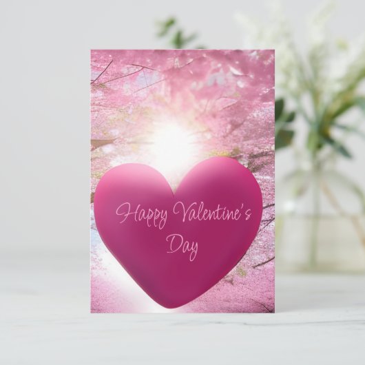 Roze ellegant script | Fijne Valentijnsdag Kaart (Staand voorkant)