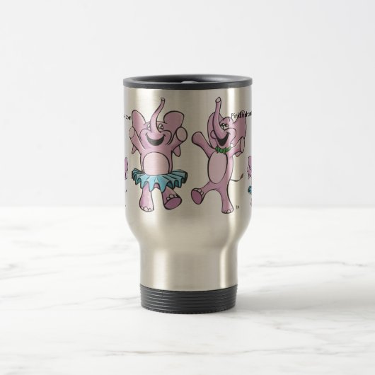 Roze, ellephant Style Logo Travel Mug Reisbeker (Center)
