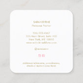 Roze Emblem Personal Trainer Training Vierkante Visitekaartje (Achterkant)