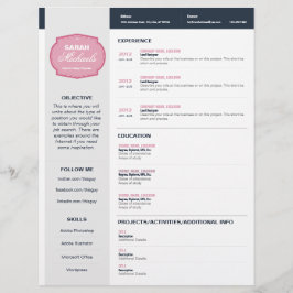 Roze Emblem Resume Briefhoofd Ontwerp