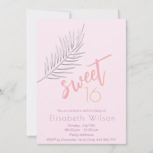 Roze Embossed palm minimalistisch script zoet 16 Kaart