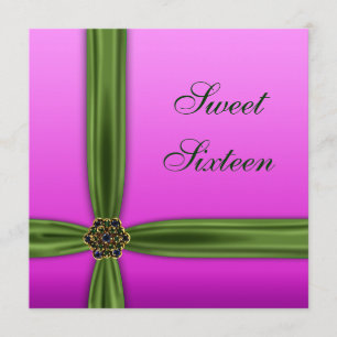 Roze Emerald Elegant Sweet Sixteen Party Invitatio Kaart
