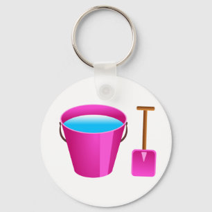 Roze emmer en spaak sleutelhanger