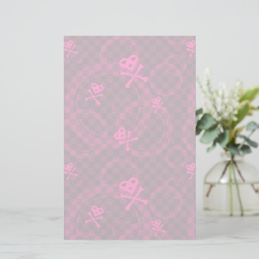 Roze Emo-patroon met cirkels Briefpapier (Staand voorkant)