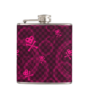 Roze Emo-patroon met cirkels Heupfles