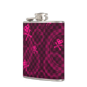 Roze Emo-patroon met cirkels Heupfles (Links)