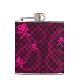Roze Emo-patroon met cirkels Heupfles