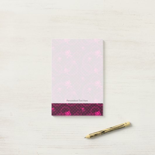 Roze Emo-patroon met cirkels Post-it® Notes (Op bureau)