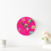 roze emoji ronde klok (Huis)