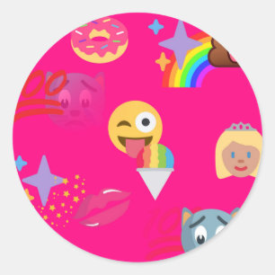 roze emoji ronde sticker