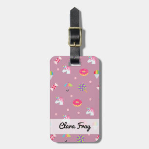 roze emoji unicorns snoepjes bloemen lollipops bagagelabel