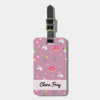 roze emoji unicorns snoepjes bloemen lollipops bagagelabel