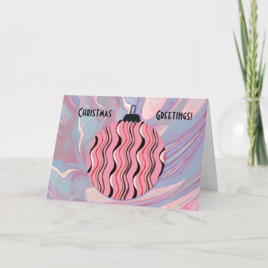Roze  en Abstract Kerst Ornament Kaart (Voorkant)