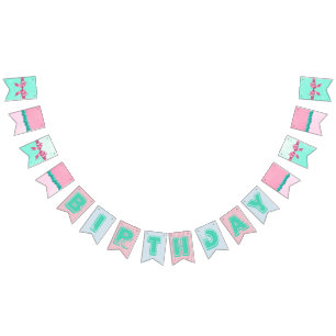 Roze en Aqua & Blauwgroen aanvalbanner Vlaggetjes