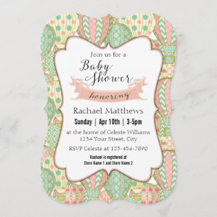 Roze en Aqua Blue Hete Luchtballonnen Baby shower Kaart