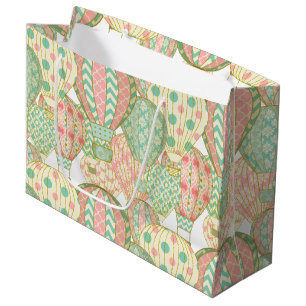 Roze en Aqua Blue Hete Luchtballonnen Illustratie Large Cadeautasje