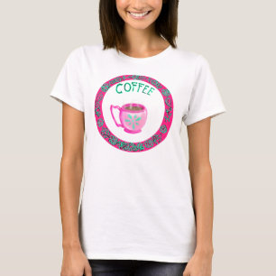 Roze en Aqua Coffee-Mok, los-passend T-shirt