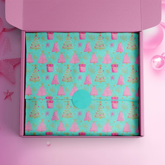 Roze en Aqua feestelijke kerst Tissuepapier