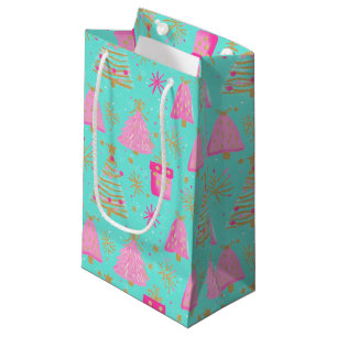 Roze en Aqua Festive Kerstmis Klein Cadeauzakje